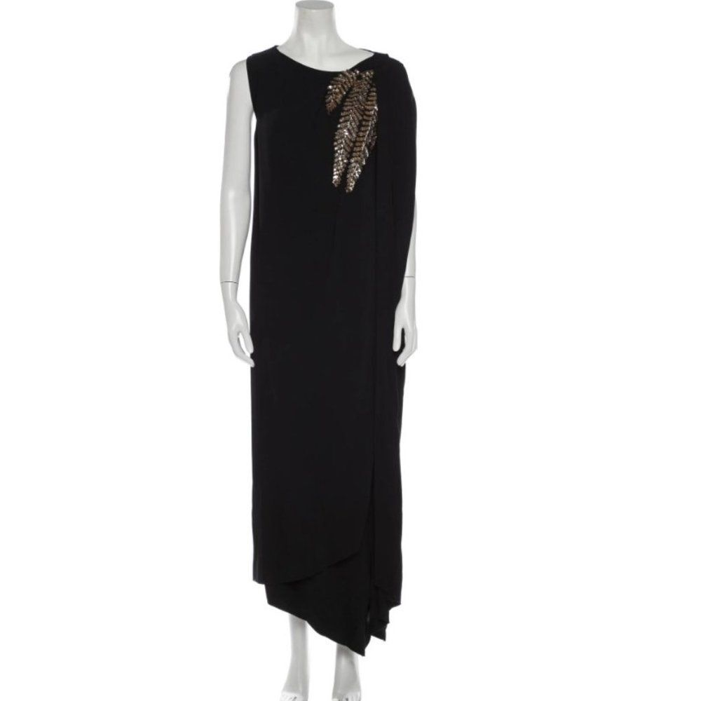 NWT. GUCCI  Equin-Leaf Aymmetric Evening Dress Sz S black - Picture 6 of 8